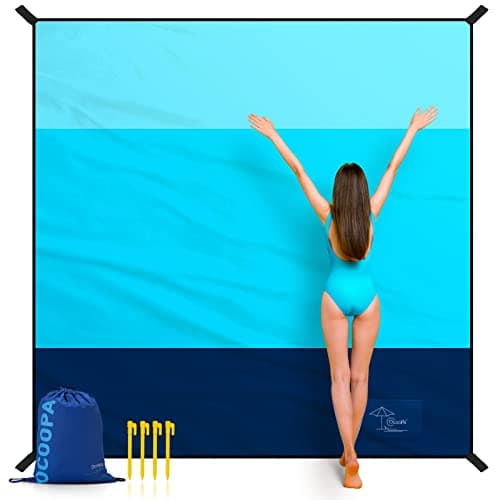 Couverture de plage anti-sable OCOOPA imperméable, très grande taille familiale pour 8 personnes 10'X9,2', nylon parachute confortable, confortable et chic, compacte et légère,...