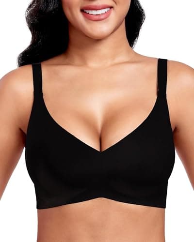 Gailife Womens Jelly Bra for Women Wireless Bras Seamless No Underwire Supportive Full Coverage T-Shirt Bra -New-Black-L