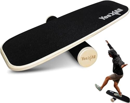Yes4All Balance Board Trainer en bois avec butées réglables – 3 options de distance différentes 11, 16 et 22 pouces (Noir)