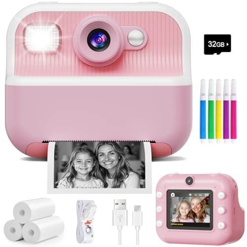 Appareil photo instantané, appareil photo avant et arrière, double selfie pour enfants avec vidéos 1080P, cadeaux d'anniversaire pour enfants de 3 à 12 ans, jouet d'appareil photo numérique portable pour...