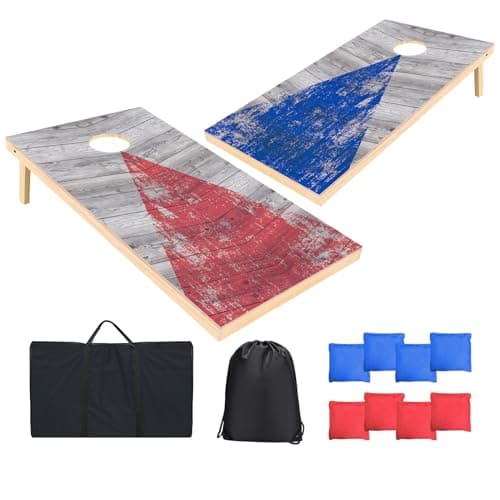 Ensemble de cornhole classique 4' x 2' ou 3' x 2' Ensemble de trous de maïs avec 8 sacs de haricots, 2 planches de trous de maïs pour adultes, pelouse, cour, extérieur...