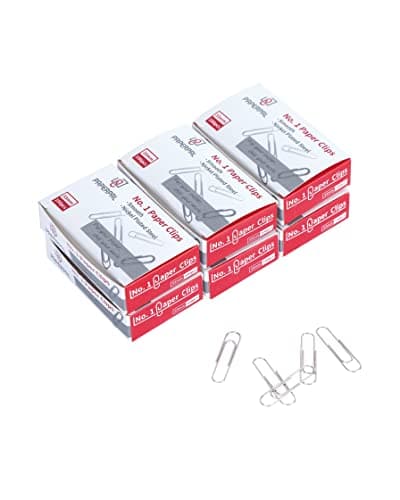 PAPERPAL #1 Smooth Paper Clips, 600 Medium Paper Clips (6 Boxes of 100 Each), Paperclips for Office School & Personal Use, Daily DIY, 1-2/7" Silver...