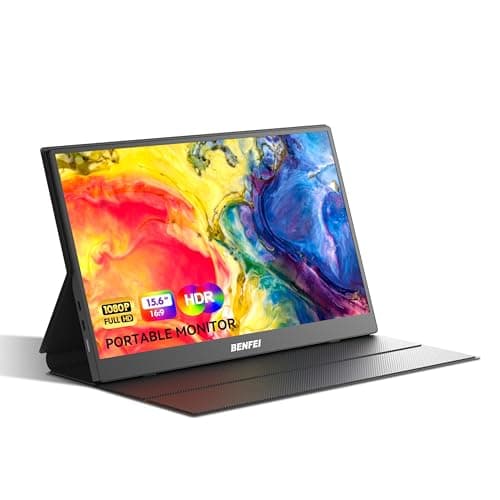 Moniteur portable BENFEI 15,6'', écran de jeu FHD 1080P HDMI USB-C, écran IPS HDR ultra-mince avec couverture intelligente et haut-parleurs, externe Plug & Play...