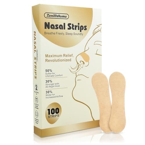 ZenithHome 100 pièces bandelettes nasales, améliorées plus douces et plus résistantes pour soulager le ronflement, bandes nasales extra fortes pour la respiration, dispositifs anti-ronflement pour...