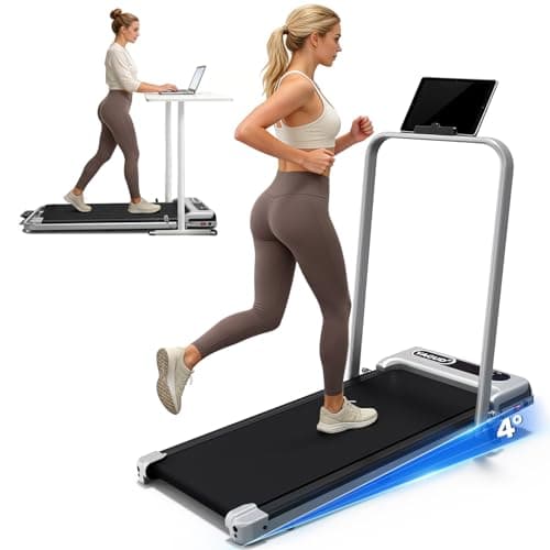 Tapis de marche Yagud avec inclinaison de 8 %, tapis roulant 3 en 1 pour la maison et le bureau, tapis roulant sous le bureau de 2,5 CV avec poignée, tapis roulant portable avec télécommande...