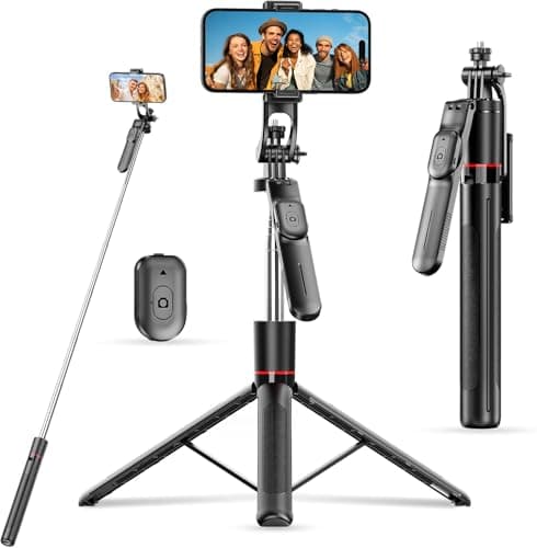 67" Selfie Stick Tripod for iPhone with Remote Control, Phone Holder and 1/4” Screw, Extendable Travel Essentials Tripod for Cell Phone, Camera,...