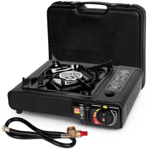 SHINESTAR Dual Fuel Stove with Butane & Propane Compatibility, Portable Camping Stove for Outdoor Cooking, Propane Adapter Hose and Carrying Case...