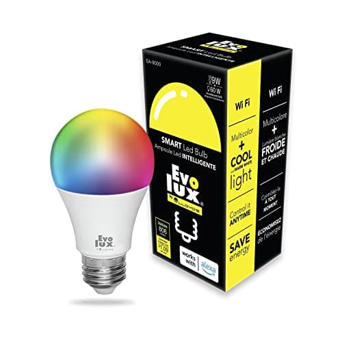 Evolux Smart Light Bulb (E26) - Ampoule Intelligente - Smart Bulbs Alexa Compatible - Colour Changing, Dimmable - 806 Lumens - Energy Saver for 2.4...