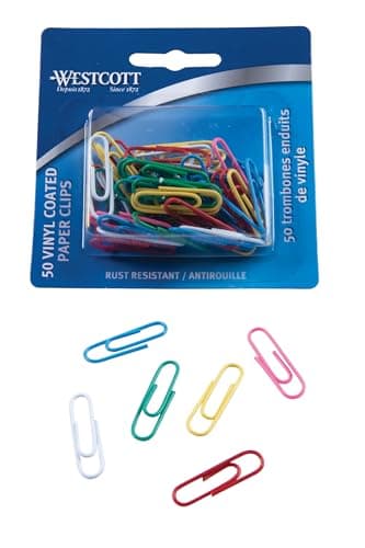 Westcott Vinyl Coated Paper Clips – 1 1/8” – 28mm