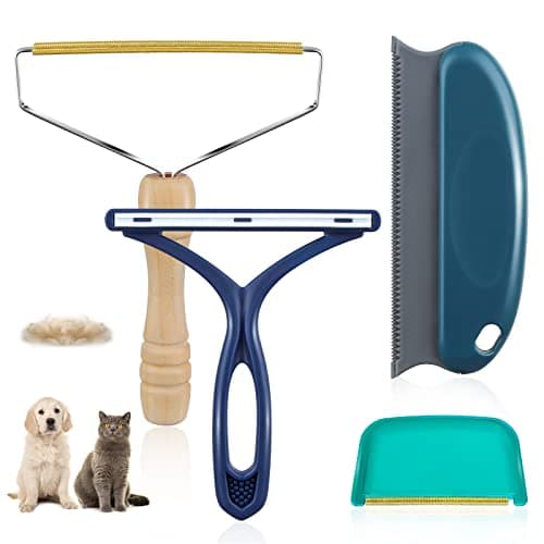 AXLUNAR Pet Hair Remover - 4 Pack Dog Cat Hair Remover for Couch, Reusable Lint Remover Shaver Portable Carpet Rake Scraper Brush for...