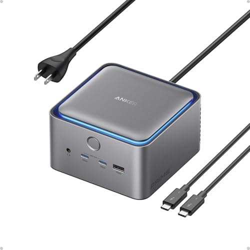 Station d'accueil Anker Prime TB5, station d'accueil Thunderbolt 5 14-en-1 avec transfert maximum de 120 Gbit/s, charge maximale de 140 W, éclairage LED ambiant, système de refroidissement, jusqu'à...