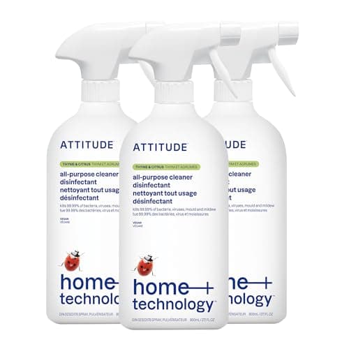 ATTITUDE Disinfectant Spray, All Purpose Cleaner with 99.99% Germ & Virus Elimination, Vegan & Plant-Based, Multi-Surface, Made in Canada, Thyme...