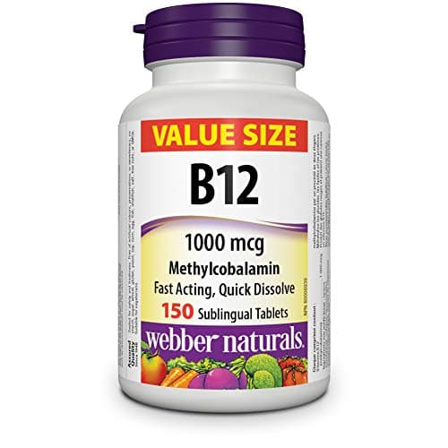 Webber Naturals Vitamine B12 1000 mcg, dissolution rapide, 150 comprimés, soutient la production d'énergie et le métabolisme