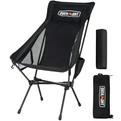 Overmont Portable High-Back Camping Chair - 440LBS Support Oversized Lightweight Folding Backpacking Chair for Adults - Compact with Detachable...