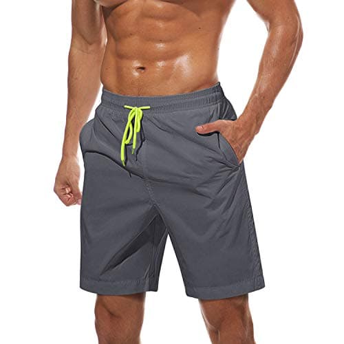 TACVASEN Mens Bathing Suits Summer Men’s Beach Clothes: Quick Dry Swimming Trunks with Mesh Liner and Pockets for Surfing Grey