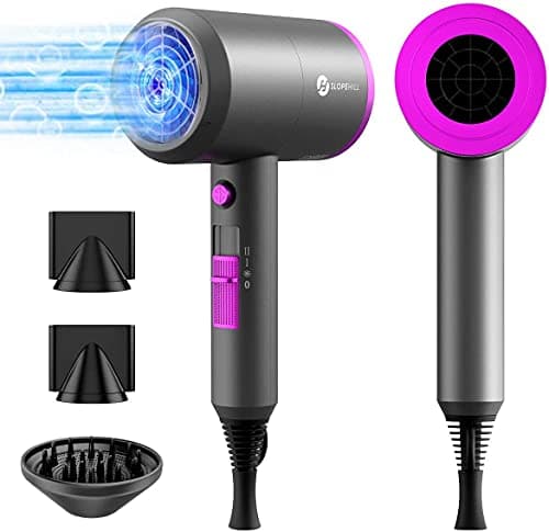 Ion Hair Dryer AC Motor 1800 W Hair Dryer, slopehill Quick Drying Hair Dryer, Salon Hair Dryer with Hot/Cold Button, 3 Hair Dryer Concentrators and...