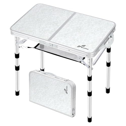 Sportneer Petite table pliante 2 pieds, 4 tables de camping pliantes à hauteur réglable avec couche de maille légère et portable...