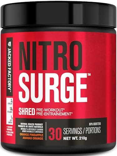 NITROSURGE Shred Thermogenic Pre Workout Supplement - Energy Booster, Instant Strength Gains, Sharp Focus, Powerful Pumps - Nitric Oxide Booster &...