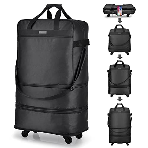 Valise pliable extensible Hanke, grand sac de valises avec roulettes, bagage à roulettes léger et pliable, extensible jusqu'à 20 pouces/24 pouces/28...