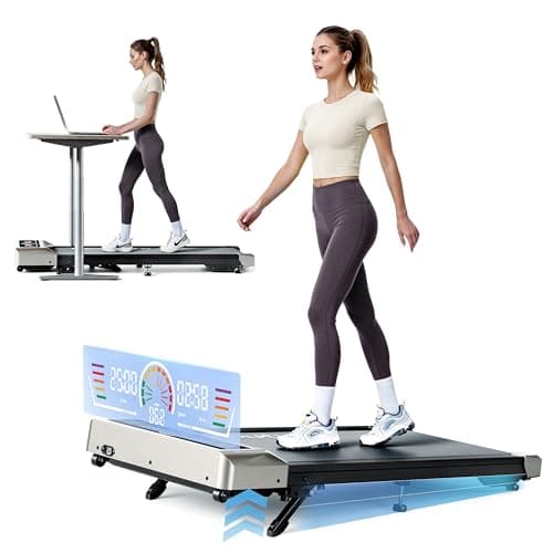 Tapis de marche 2 en 1 avec inclinaison, tapis de course pour la maison et le bureau, tapis de course sous le bureau, tapis de course compact portable 2,5 HP avec télécommande, application et...
