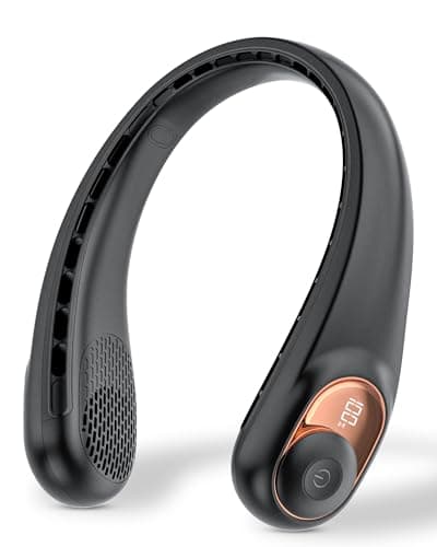 Ventilateur de cou portable avec écran LED et flux d'air de refroidissement à 360°, refroidisseur sans lame à 3 réglages de vitesse, batterie rechargeable de 4000 mAh, personnel ultra-silencieux...