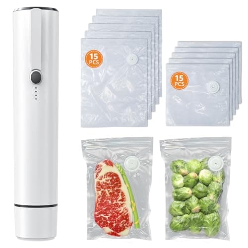 Kulukulu 2026 Ensemble de scellage sous vide amélioré, machine de scellage sous vide portable pour le stockage des aliments et sous vide + 30 sacs sous vide réutilisables (15 moyens...