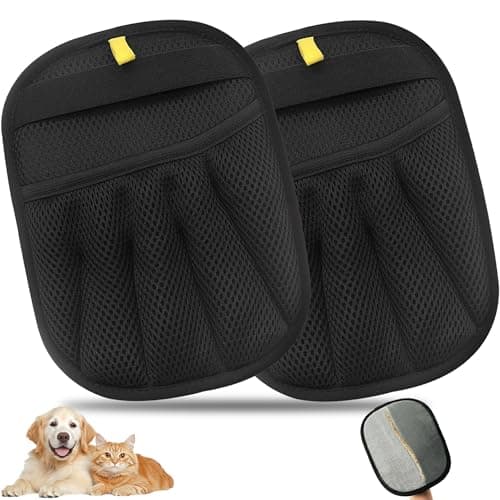Gants d'épilation pour animaux de compagnie, 2 PCS gant d'épilation réutilisable pour animaux de compagnie, gant d'épilation électrostatique double face pour chiens et chats pour canapé, meubles,...