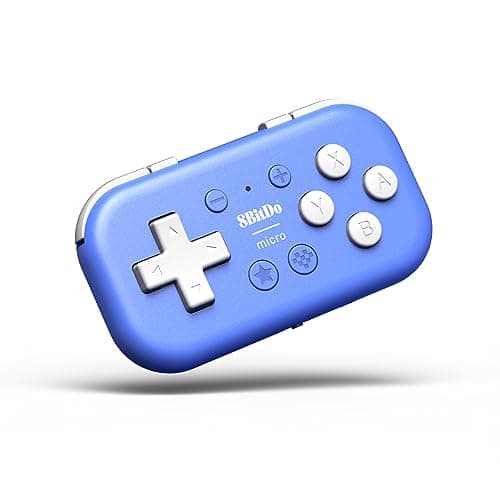 8Bitdo Micro Bluetooth Gamepad Pocket-sized Mini Controller for Switch/Switch 2, Android, and Raspberry Pi, Supports Keyboard Mode (Blue)