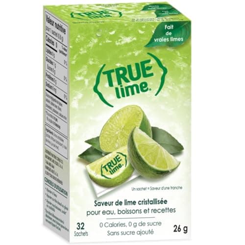 True Citrus True Lime Water Enhancer, 32 Packets, Crystallized Drink Mix, Unsweetened Flavor for Water, Tea & Recipes, 1 Packet = 1 Lime Wedge