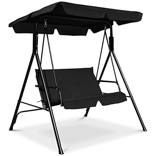 Tangkula 2 Person Porch Swing, Outdoor Swing with Removable Cushions, Solid Steel Structure, Patio Swing with Adjustable Canopy for Porch,...
