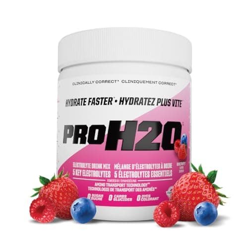 Série PVL Pro PROH2O | Poudre d'hydratation avancée, poudre d'électrolytes avec 5 électrolytes clés sans sucre, sans glucides, zéro calorie - 30 portions (255...