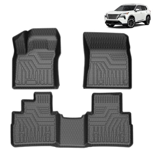 Tapis de sol FIILINES pour Nissan Rogue 2021-2026 Doublures de sol toutes saisons Ensemble de doublure de tapis durable et sans odeur pour rangées avant et arrière (pas de modèles sport ou...