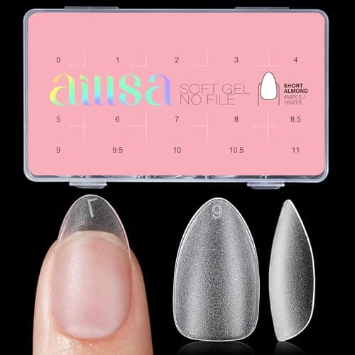 AILLSA Nail Tips Short Almond Gel Tips 450PCS Pre-shaped Matte Full Cover Press On Nails Almond Fake Nail Tips False Gelly Nails for Soak Off Nail...