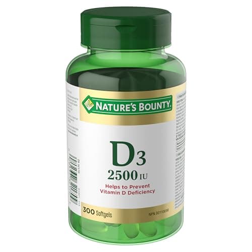 NATURE'S BOUNTY Vitamin D3, 2500 IU, Helps To Prevent Vitamin D Deficiency, 300 Softgels, 68.1 g