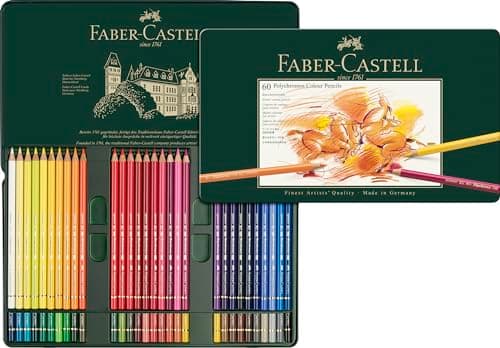 Crayons de couleur pour artistes Faber-Castell Polychromos - Boîte de 60 couleurs - Crayons d'artiste de qualité supérieure