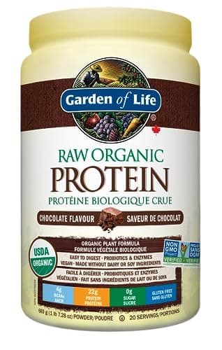 Garden of Life Raw Organic Protein, Chocolate, 660g. Packed with 22 Grams of Certified Organic Plant Protein, including peas grown and processed in...