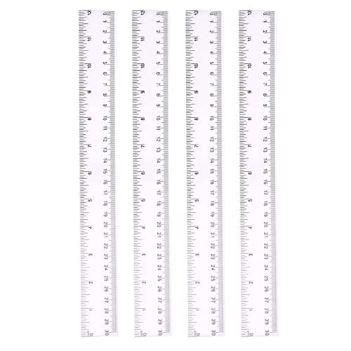 4PCS 30cm Clear Plastic Ruler 12Inch Transparent Ruler Shatterproof Straight Ruler Kitchen Ruler Measuring Ruler Tool Heat Resistant Ruler Inches...