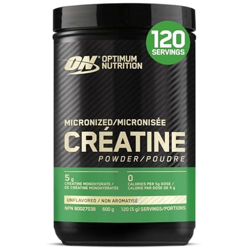 Optimum Nutrition 100% Pure Creatine Monohydrate Micronized Powder, Unflavored, 600g - 120servings (packaging may vary)