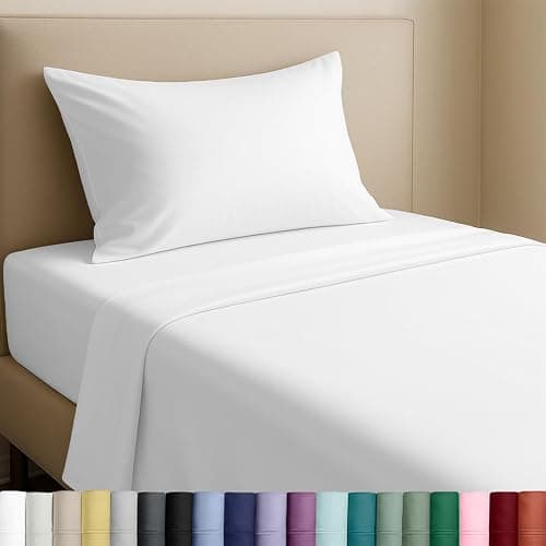 California Design Den Soft 100% Cotton Sheets Twin-XL Bed Sheet Set with 30 cm Pockets, Extra Long Twin Cooling Sheets with Sateen Weave (White)