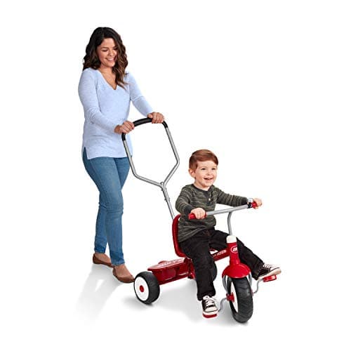 Kids Bike, Toddler Bike, Toddler Toys, Kids Toys for Ages 2-4, Radio Flyer Deluxe Steer & Stroll Tricycle, Trike for Ages 2-5, Red