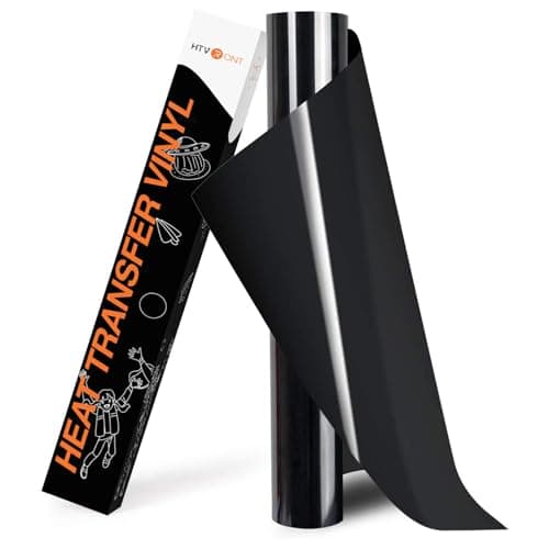 Rouleaux de vinyle HTVRONT HTV Vinyle de transfert thermique - Vinyle HTV noir 12" x 8 pieds pour chemises, fer sur vinyle pour toutes les machines de découpe - Facile à couper et à désherber pour...