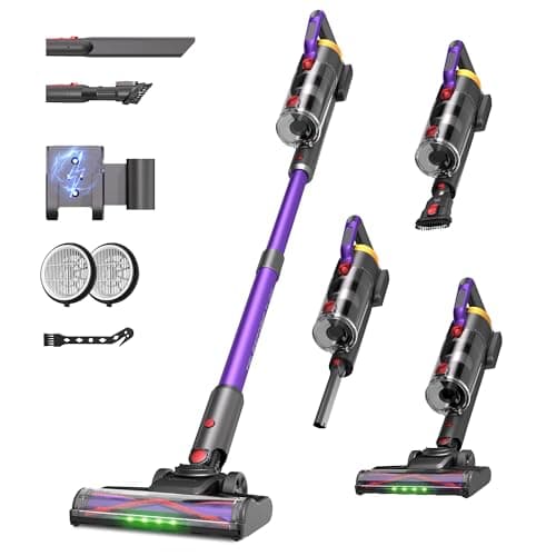 UNINELL HOME Cordless Vacuum Cleaner, 550W 48KPA Powerful Suction, 65Mins Rechargeable Vacuum Cleaner with LED Display, Anti-Tangle Stick Vacuum...