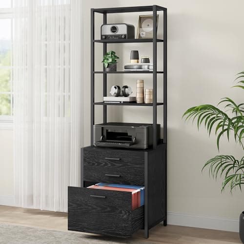 VASAGLE File Cabinet, Home Office Filing Cabinet with Height-Adjustable Open Shelves, 3 Drawers, for A4, Letter-Size Hanging File Folders, Steel...