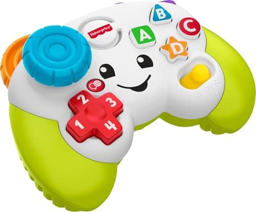 Fisher-Price Rire et apprendre Jeu de jouets pour bébés et tout-petits et contrôleur d'apprentissage Jeu vidéo de simulation avec musique et lumières pour les 6 mois et plus Multilingue...
