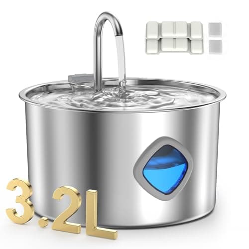 Cat Water Fountain Stainless Steel:108 oz / 3.2 L Indoor Water Dispenser-Quiet Cat Drinking Fountain-Automatic Pet Fount