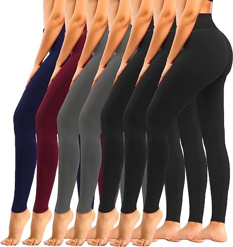 we Fleece Lot de 7 leggings taille haute pour femme, contrôle du ventre, pantalon de yoga doux pour entraînement