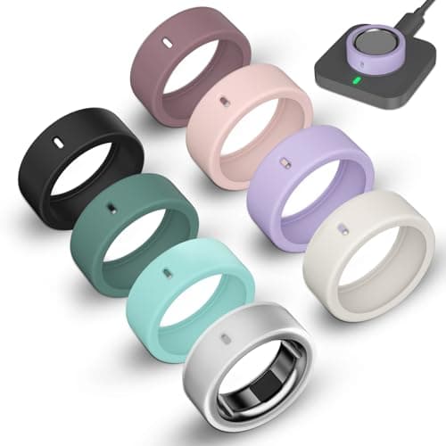 8 Pack Ultra-Thin Cover Compatible with Oura Ring Gen 4/4 Ceramic/Gen 3 Horizon/Heritage/Ultrahuman, Surport Charging with Cover on, Anti-Scratch...