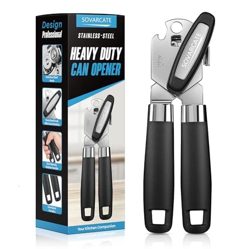 Can Opener Manual Heavy Duty Multifunctional with Magnet Lift [Ergonomic Curved Handle Grip] Stainless Steel, Arthritis-Friendly, Kitchen Tool for...