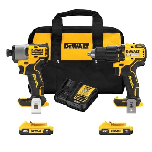 DEWALT Kit d'outils sans fil pour perceuse à percussion/perceuse à percussion 20 V MAX, moteur sans balais, vitesse variable (DCK228D2)