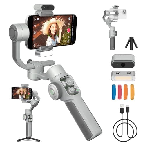 ZHIYUN CINEPEER Smooth 5E Combo 3-Axis 300g Payload Gimbal Stabilizer for iPhone, Android, Gesture Control, Built-in Fill Light, Tripod, Portable...